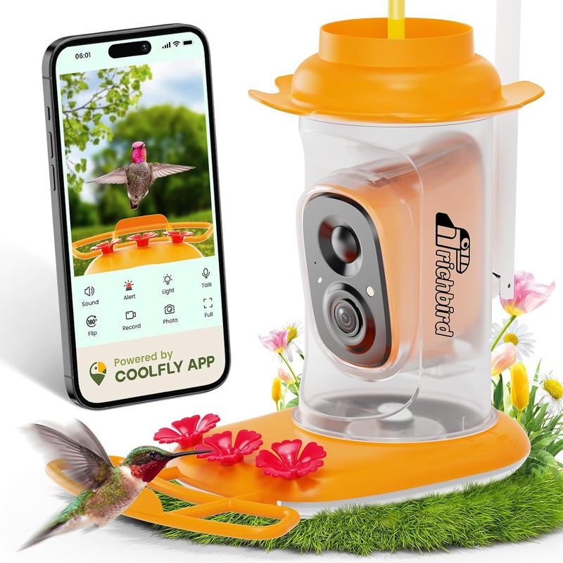 RichBird Smart Hummingbird Feeder with Camera Solar Powered, AI Identify, Instant Notification, Leakproof & Ant Moat Bird Feeder with Camera, Hummingbird Feeders for Outdoors, Gift for Bird Lovers (20 oz) - Image 1